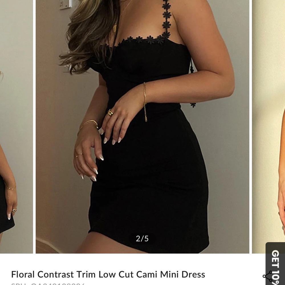Commense Black Floral Accent Mini Dress